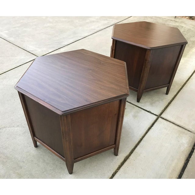 Mersman Mid Century Hexagon BrutalistStyle Side Tables or Nightstands