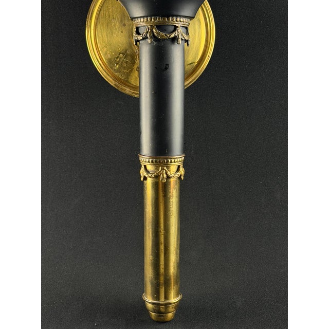 Antique French Empire Revival Wall Lantern with Original Beveled Glass Panels, 1890s For Sale - Image 4 of 11