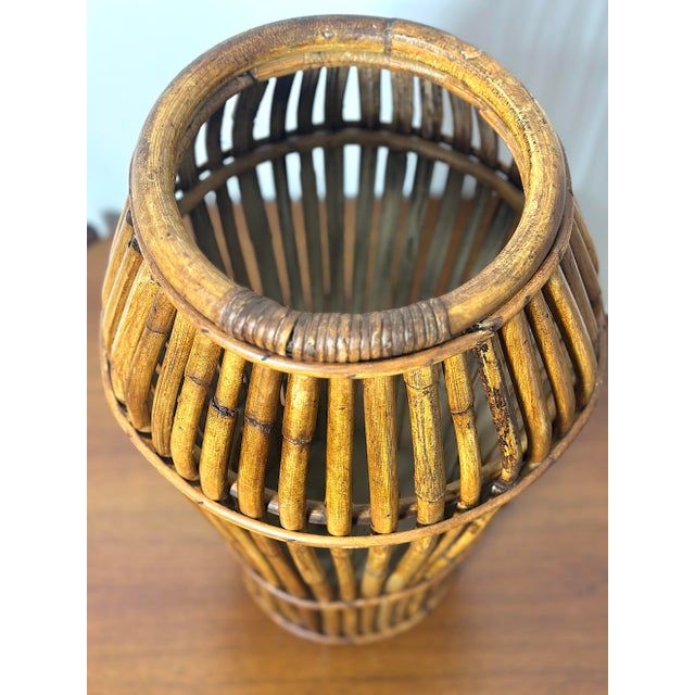 Mid-Century Modern Vintage Bamboo Umbrella Stand, Italy, 1960s For Sale - Image 3 of 10