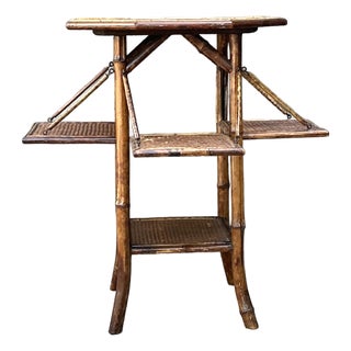 Vintage Octagon Bamboo Side Table For Sale