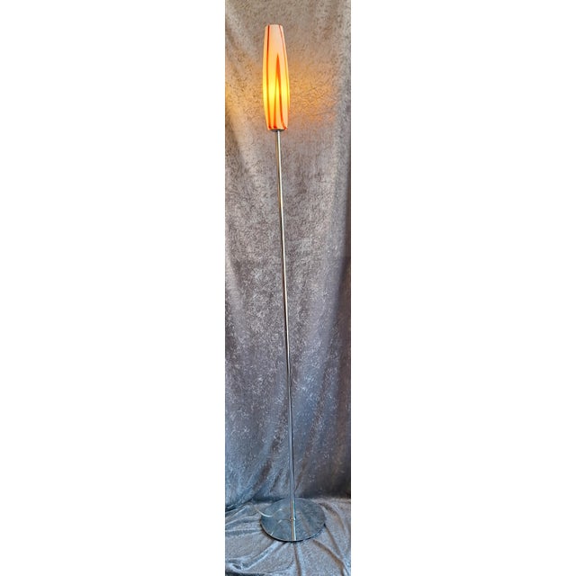 Metal Vintage Floor Lamp with Chrome-Plated Metal Frame and Red and White Glass Shade, 1990s For Sale - Image 7 of 11