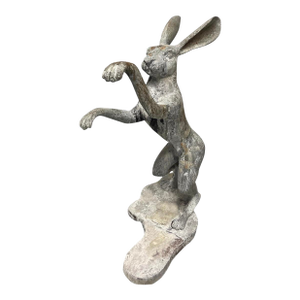 Vintage Boxing Garden Hare Cast Iron Statue