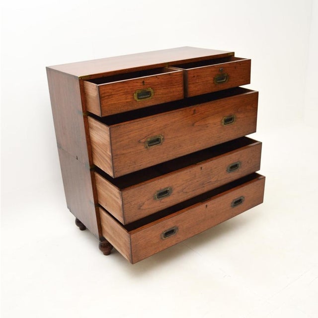 Wood Military Campaign Chest of Drawers, 1840s For Sale - Image 7 of 13