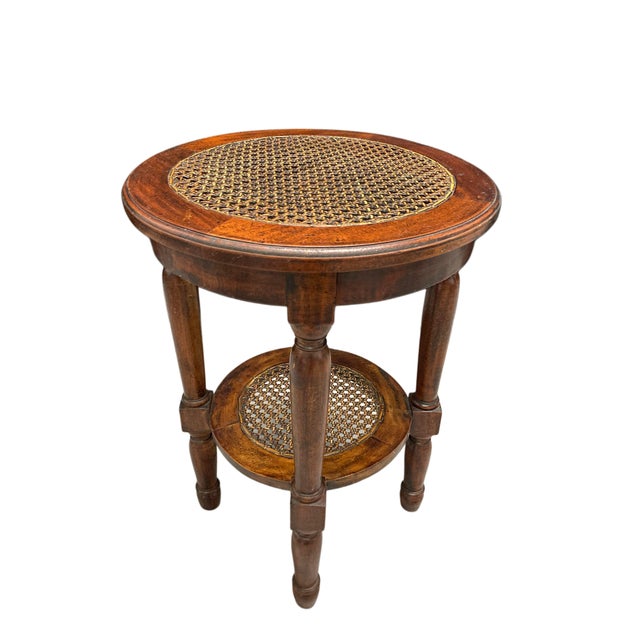 English 1980s Vintage Mahogany Two-Tier Accent Table For Sale - Image 3 of 8