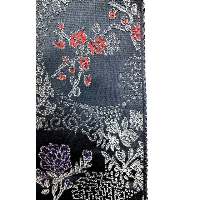 Black Silk Rayon Double Jacquard Upholstery Fabric For Sale - Image 8 of 11