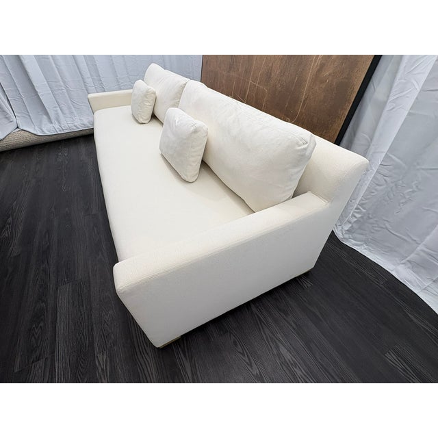 RH Restoration Hardware Belgian Track Arm Bench-Cushion Sofa 10' Luxe Depth | Natural Performance Linen Weave | Standard...
