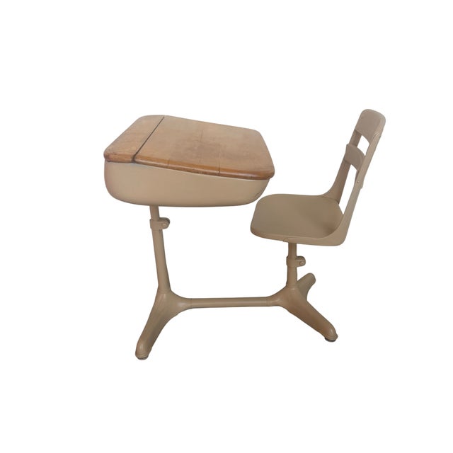 Metal 1940's American Seating Co. Attib. School Desk and Chair For Sale - Image 7 of 9