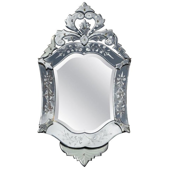 Antique Venetian Etched Glass Heart Shaped Wall Mirror, Italy, 1910s For Sale - Image 18 of 18