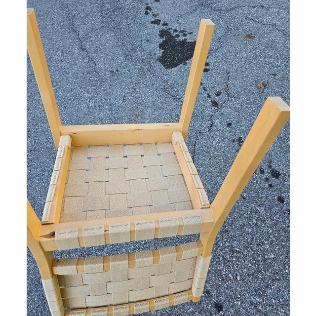Pair of Jens Risom Style Cotton Canvas Webbed and Maple Chairs For Sale - Image 9 of 10