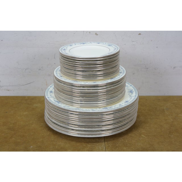 Ceramic Late 20th Century 60 Pc Minton Bellemeade Blue Floral Bone China Dinnerware Service for 12 For Sale - Image 7 of 10