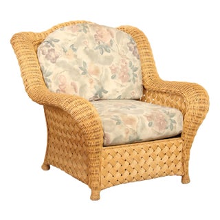 Quality Vintage Wicker Lounge Armchair For Sale