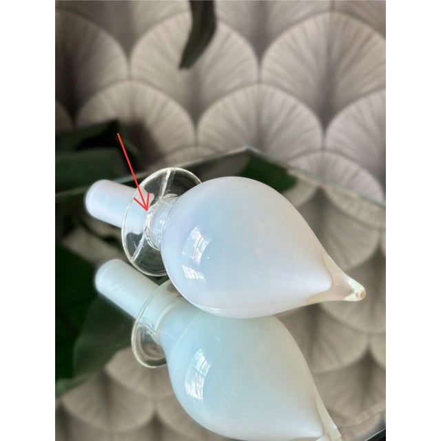 Vintage Mid-Century Modern Italian Empoli White Opaline Glass Decanter Genie Bottle For Sale - Image 10 of 12