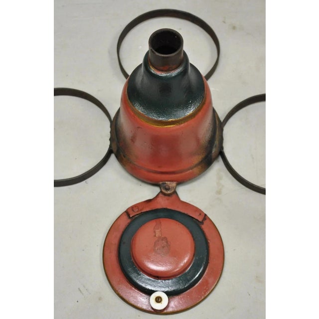 Antique Coles MFG Co Cast Iron Red Green Victorian Large Coffee Mill Grinder For Sale - Image 11 of 12