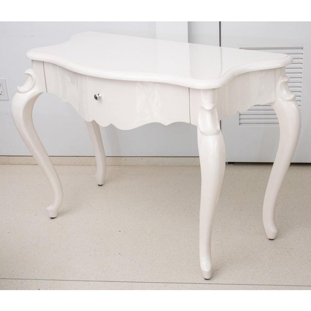 Hollywood Regency White Lacquer Vanity Table Desk Chairish