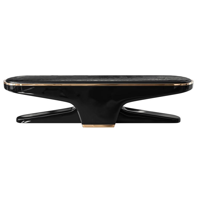 Art Deco "Falce" Bench With Stainless Steel and Bronze Details, Handcrafted For Sale - Image 3 of 6