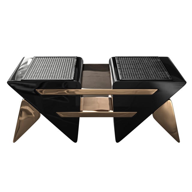 Not Yet Made - Made To Order "L'amore Dell'anima" Coffee Table With Bronze and Woven Leather For Sale - Image 5 of 7