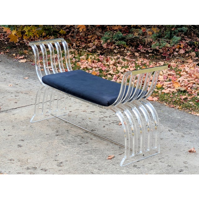 Hill Manufacturing Co. Late 20th Century Lucite Bench by Hill in the Style of Charles Hollis Jones For Sale - Image 4 of 9