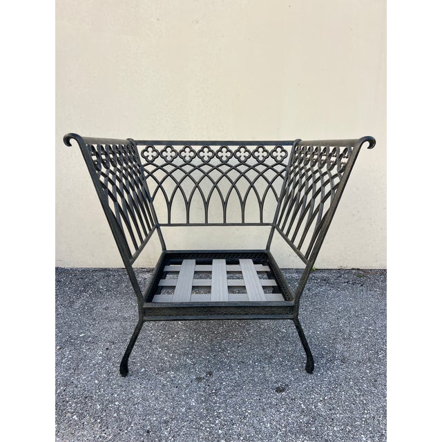Charming Wrought Iron Patio Settee and Chair Style 2 Pieces For Sale - Image 10 of 18