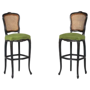 Louis XV Style Bar Stool in Green Fabric, Belgium