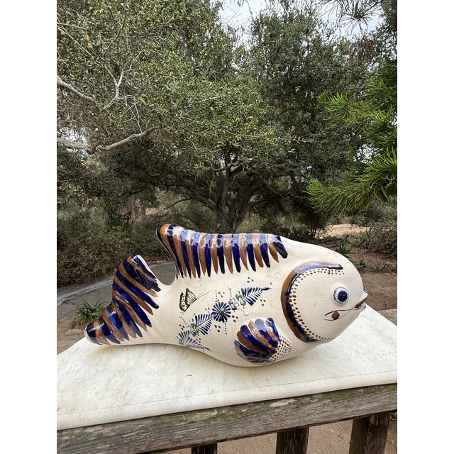 Tonalá Mexican Folk Art Pottery Fish Sculpture For Sale - Image 9 of 9
