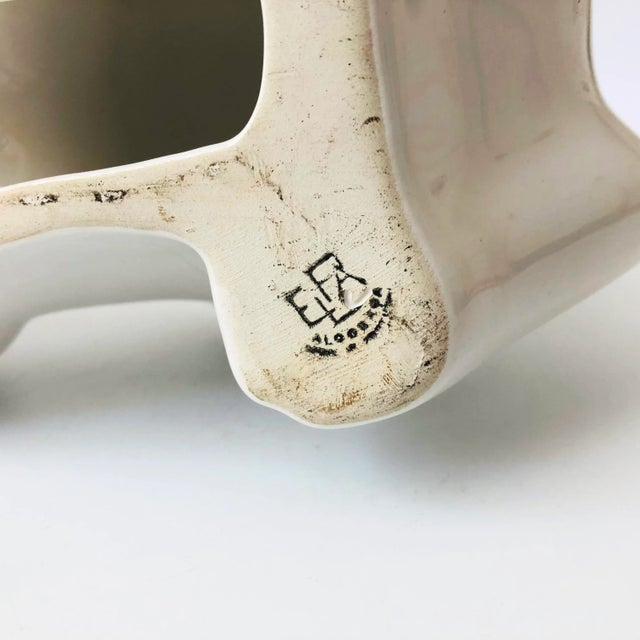 Large Vintage White Ceramic Cat by Elpa Alcobaca Portugal For Sale - Image 10 of 10