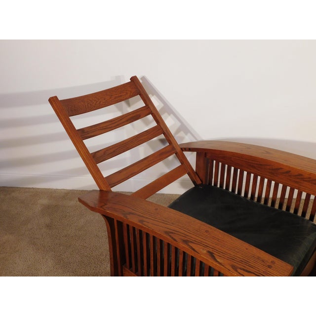 Kimball Antique Style Mission Prairie Arts & Crafts Oak Morris Chair & Ottoman For Sale In South Bend - Image 6 of 18