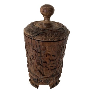 Carved Wooden Box For Sale