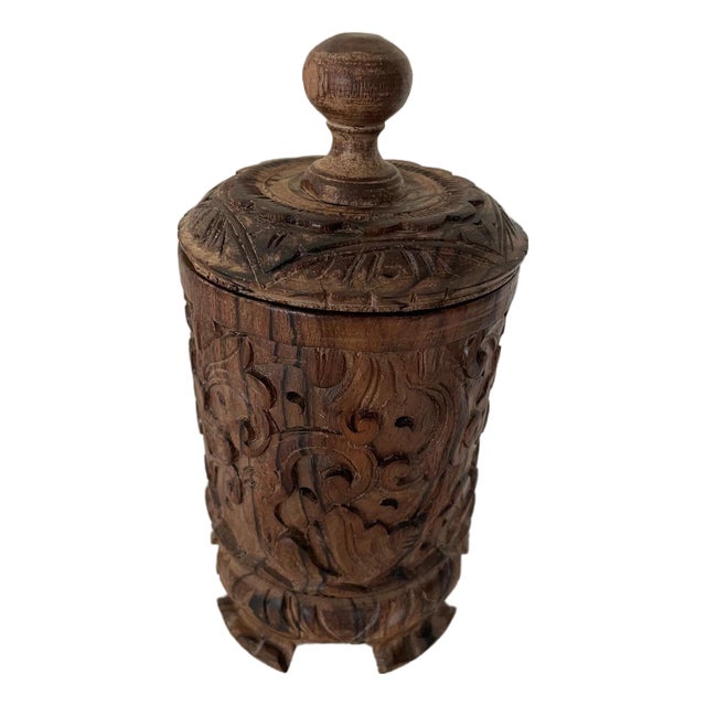 Carved Wooden Box For Sale