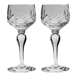 Stuart Glendevon Pattern Champagne Wine Hock Glasses Crystal Hand Blown - A Pair