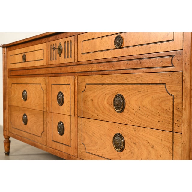 Baker Furniture French Regency Louis XVI Carved Walnut Triple Dresser or Credenza, Circa 1960s For Sale - Image 9 of 17