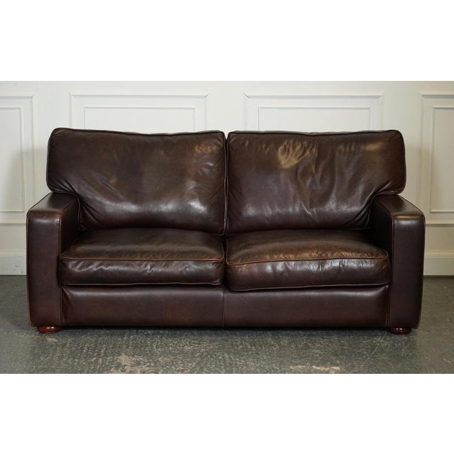 Vintage Brown Leather Two to Three Seater Sofa For Sale - Image 13 of 16