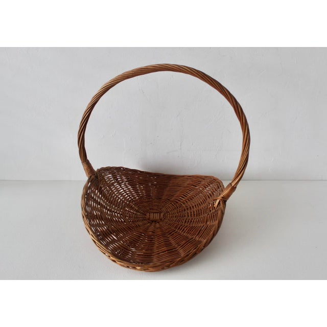 Auburn Vintage French Style Wicker Flower Gathering Basket For Sale - Image 8 of 12