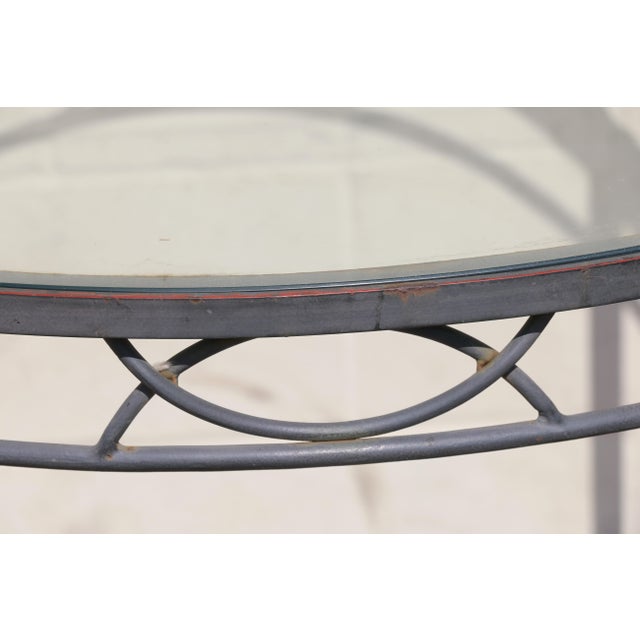 Mario Papperzini for Salterini “Amalfi” Round Iron Dining Table With Glass Top | 1950s For Sale - Image 11 of 18