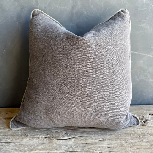 Not Yet Made - Made To Order Stone Washed Linen Pillow in Ecorcé With Down Feather Insert For Sale - Image 5 of 5