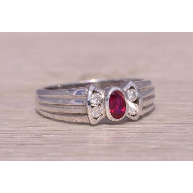 Silver The Vivid: Ruby and Diamond Ring in 14K White Gold For Sale - Image 8 of 11
