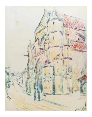 1959 After Alfred Sisley "The Church at Moret", American Classical Lithograph