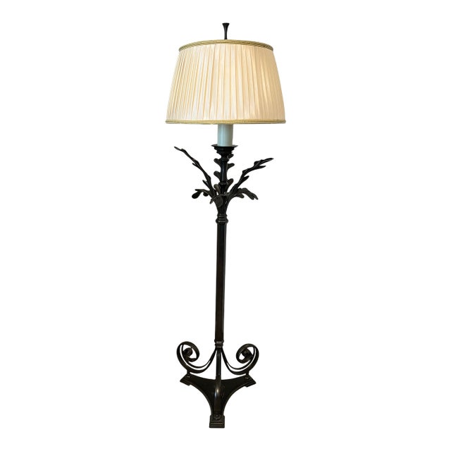 Impressive bronze floor lamp with acanthus leaf design. Made by Decorative Crafts, Inc. Beautiful acanthus leaves come...