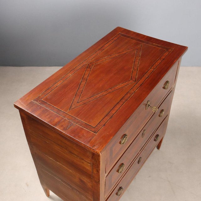 Brown Small Neoclassical Chest of Drawers in Cherrywood For Sale - Image 8 of 11