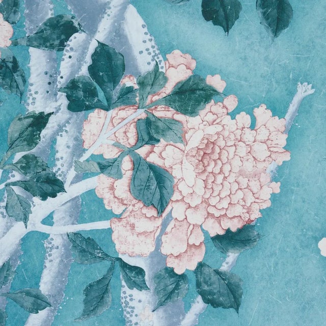 Not Yet Made - Made To Order SAMPLE - Schumacher x Mary McDonald Les Oiseaux Panel Set In Blue Turquoise For Sale - Image 5 of 7