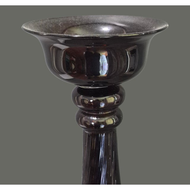 Vintage Art Glass Amber Tall 16.5'' Floor Table Candle Holder For Sale - Image 4 of 8