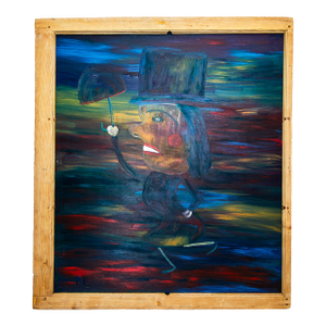 Contemporary Second Line Dancer .New Orleans Folk Art Oil on board by Nilo Lanzas