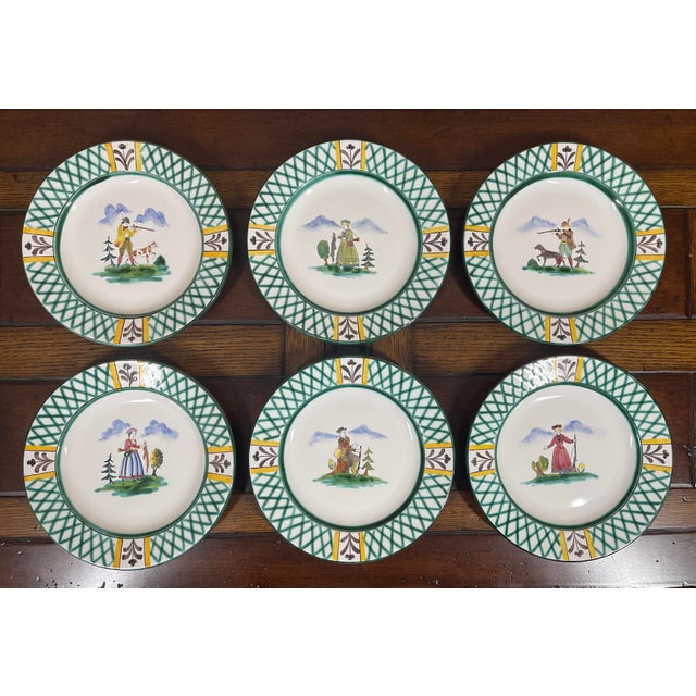 Traditional Vintage Gmundner Keramik “Hunter’s Delight” Dessert Plates- Set of 6 For Sale - Image 3 of 8