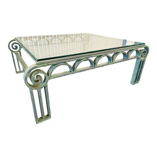 Vintage Post Modern Scrolled Iron Coffee Table For Sale
