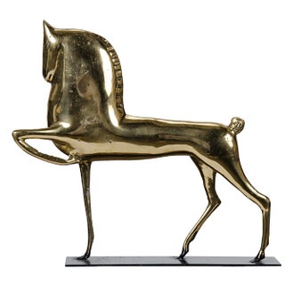 NOIR Horse on Stand, Brass For Sale