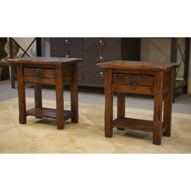 Brutalist Pine Bedside Tables, 1960s, Set of 2 For Sale - Image 4 of 9