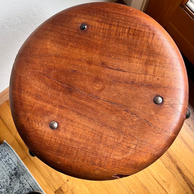 1950s Stalmobler Mid Century Danish 3 Leg Dot Stools Pair Steel Teak MCM For Sale - Image 13 of 18