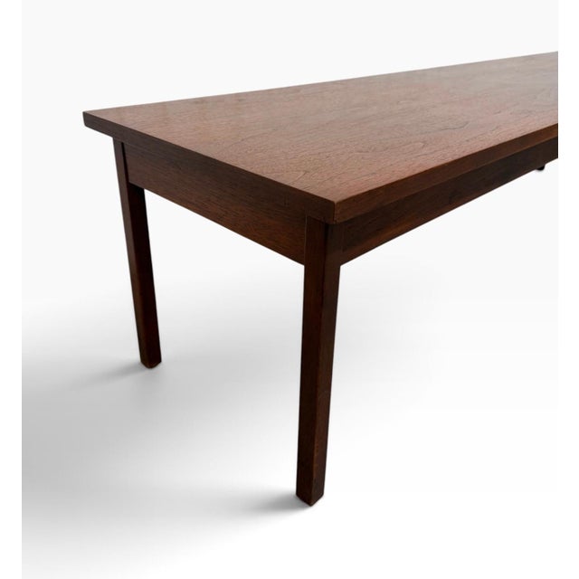 Mid-Century Modern Elongated Rectangular Walnut Coffee Table For Sale - Image 4 of 5