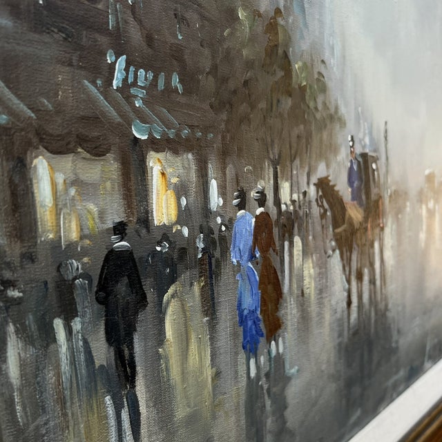 Late 20th Century Antonio Devity Paris Street Scene Oil Painting Framed & Signed Art Impressionism Traditional 1800s Cityscape For Sale In Aspen - Image 6 of 13