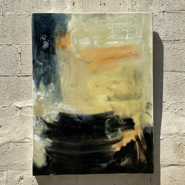 Mid 20th Century Vintage Boho Original Abstract Oil on Canvas For Sale - Image 5 of 9