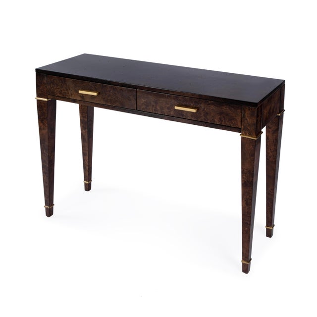 Kai 45 in. W Rectangular Burl Wood 2 Drawer Console Table, Dark Burl For Sale - Image 9 of 9